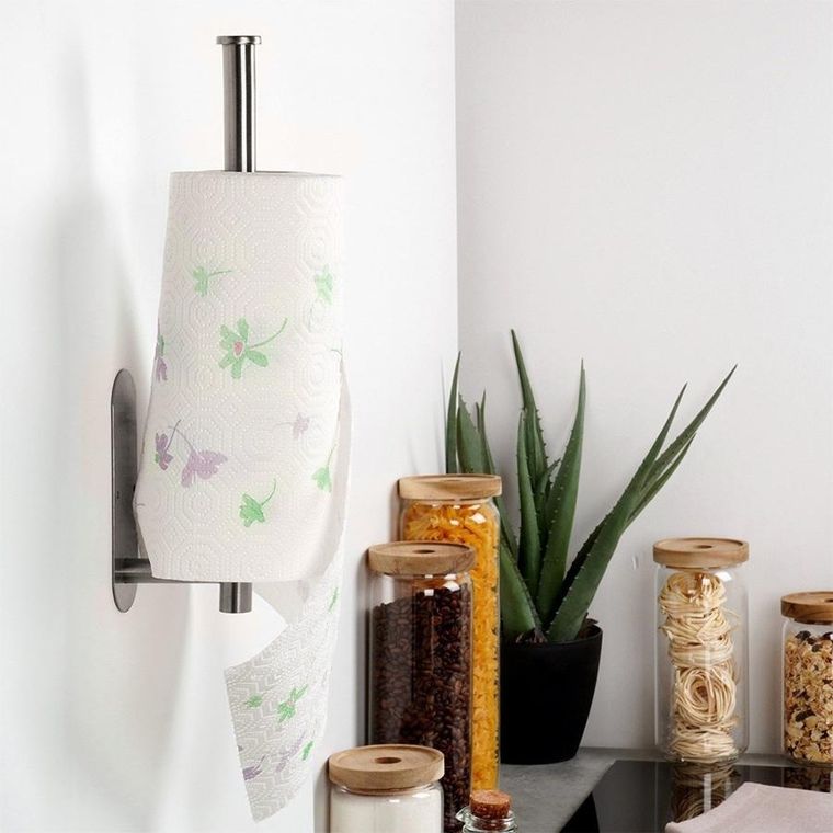 Vilde, wieszak na ręcznik papierowy, stalowy, srebrny