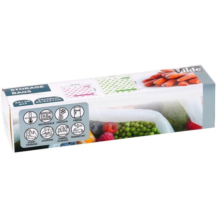 Vilde, woreczki strunowe do żywności, 20,5-21 cm/24-29 cm, 40 szt.