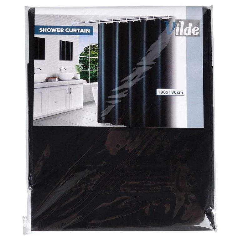 Vilde, zasłona prysznicowa, haczyki, wodoodporna, 180-180 cm