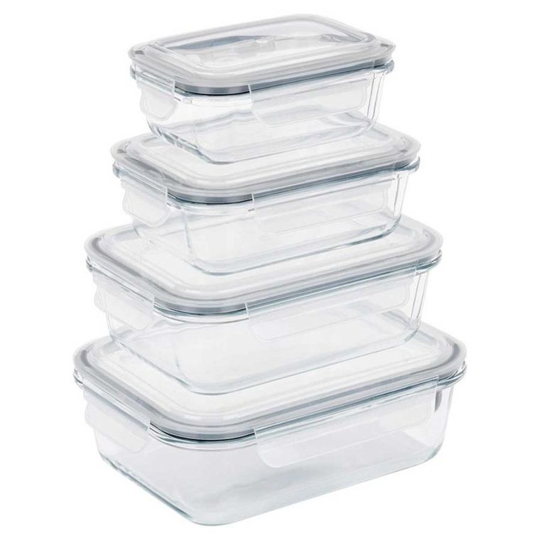 Vilde, zestaw szklanych pojemników na żywność z pokrywami i uszczelkami