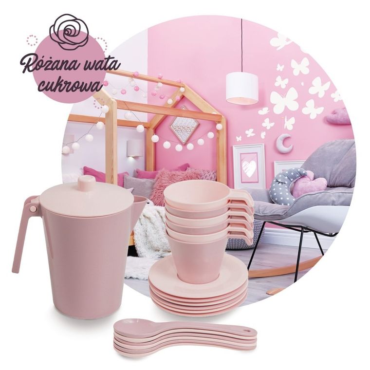 Wader, Różana Wata Cukrowa, serwis kawowy, 19 elementów