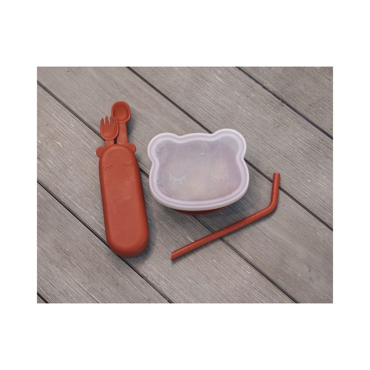 We Might Be Tiny, Miś, silikonowa miseczka z przyssawką i pokrywką, rust