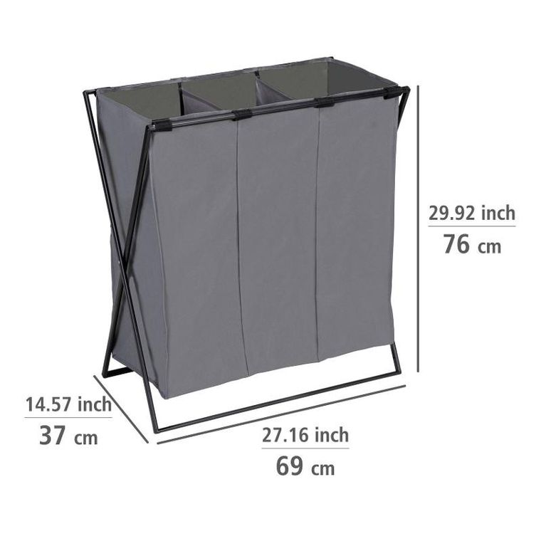 Wenko, kosz na pranie z trzema przegródkami, Trio