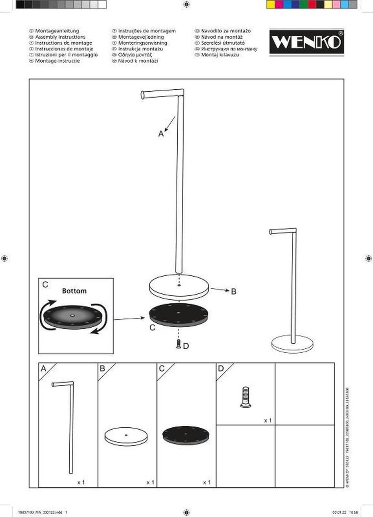 Wenko, stojący uchwyt na papier 2w1, złoty