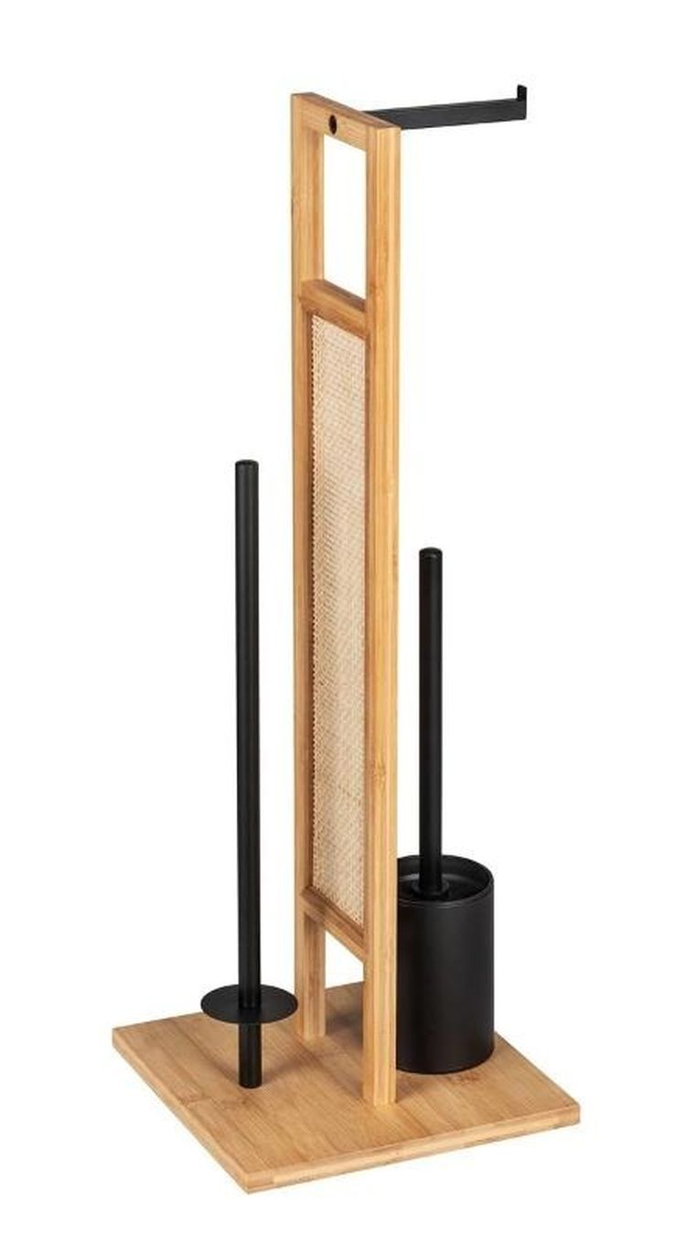 Wenko, stojak na papier toaletowy i szczotkę wc, Rivalta, 3w1, bambus
