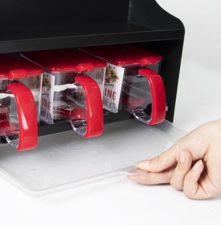 Wielofunkcyjny stojak na przyprawy kuchenne, czarny, dwupoziomowy