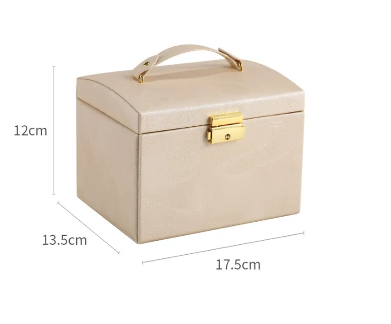 Wielopoziomowy kuferek na biżuterię, Lelani, beżowo-złota, rozmiar L