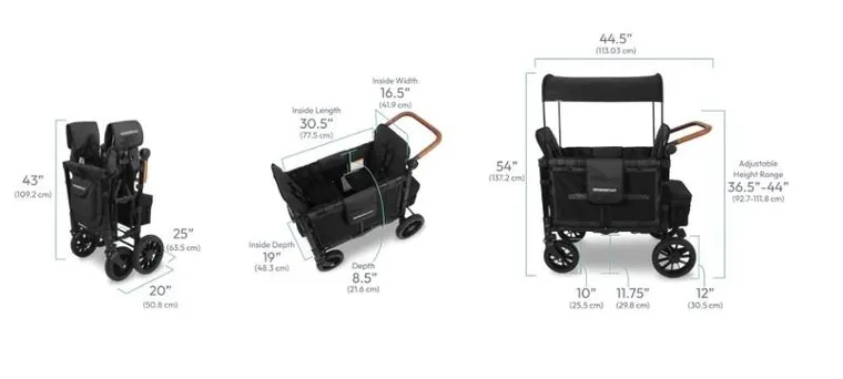 WonderFold, Luxe Double Volcano, wózek 2-osobowy, black