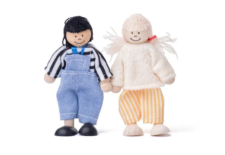 Woodyland, drewniany domek dla lalek z akcesoriami, 2-piętrowy