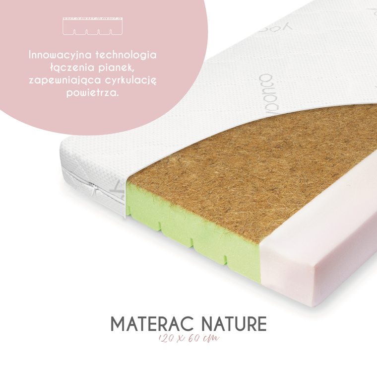Yoonco, Nature, materac do łóżeczka dziecięcego, 120-60 cm