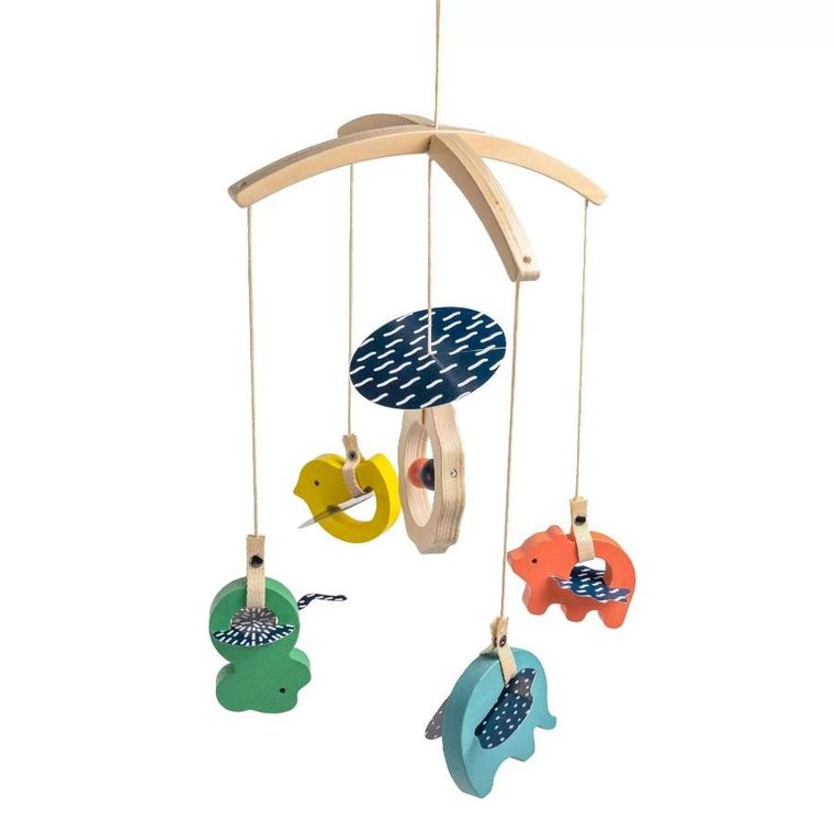 Yumi Yay, 3w1: karuzela nad łóżeczko, drewniane zabawki, układanka