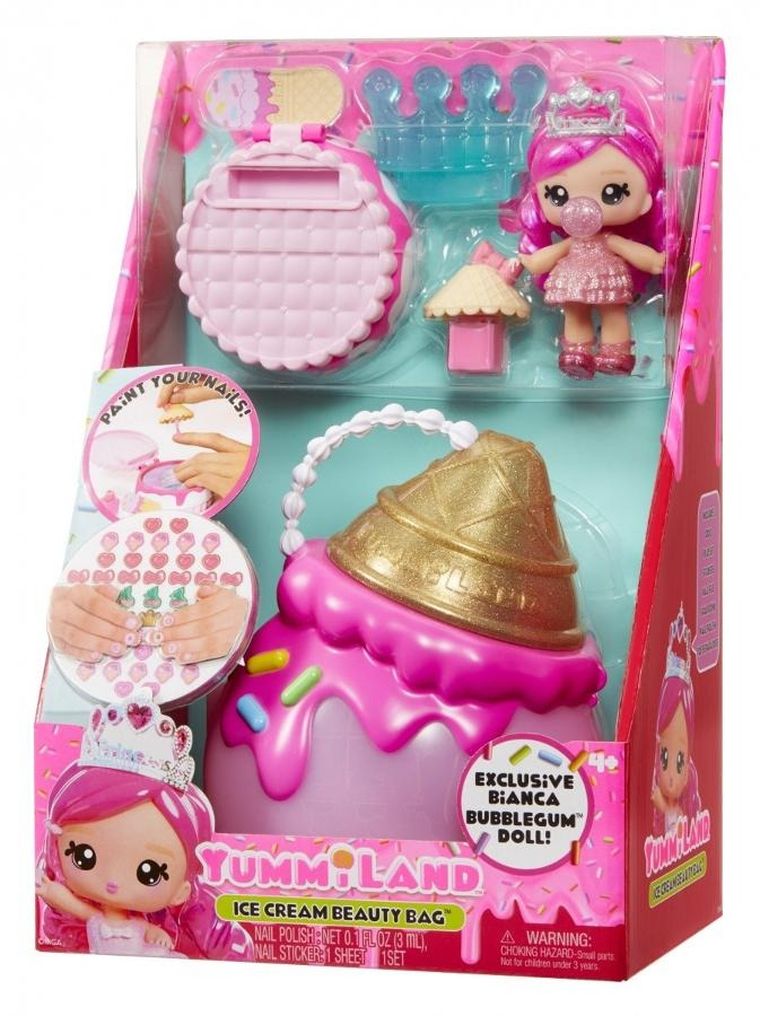Yummiland, Ice Cream Beauty Bag, zestaw kosmetyczny z laleczką Biancą Bubblegum i akcesoriami do makijażu