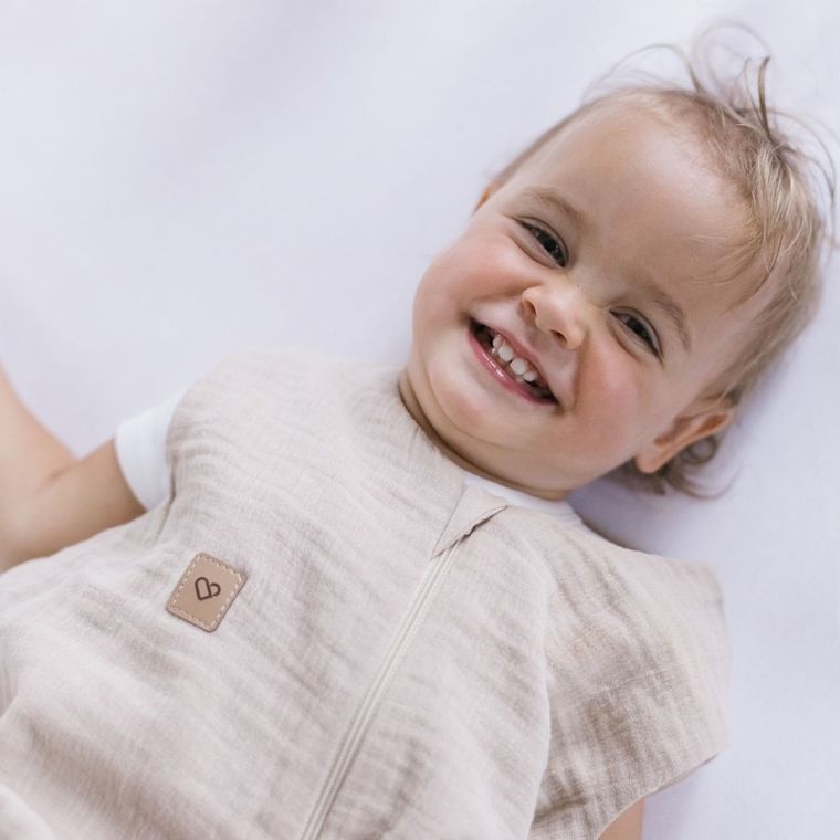 Zaffiro, Malaga, śpiworek do spania, muślinowy, TOG 1.5, beige, 0-6m