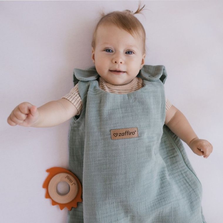 Zaffiro, Malaga, śpiworek do spania, muślinowy, TOG 1.5, mint, 6-12m