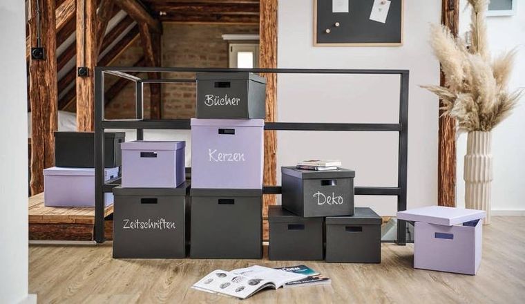 Zeller, pojemnik do przechowywania z pokrywką, karton z recyklingu, 25-35-20 cm