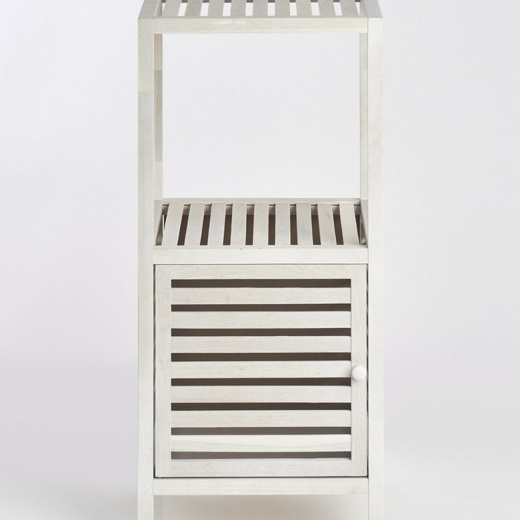 Zeller, regał łazienkowy z szafką drewniany, 2 poziomy, biały