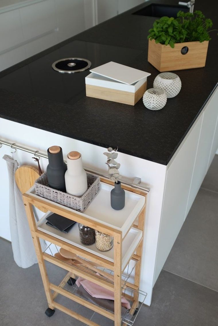 Zeller, wózek do kuchni, stolik z bambusa do serwowania dań, na kółkach