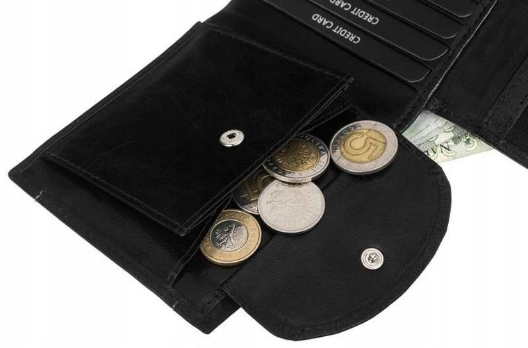 Zestaw: Portfel, Etui na karty, Brelok, czarny, skórzany, Cavaldi