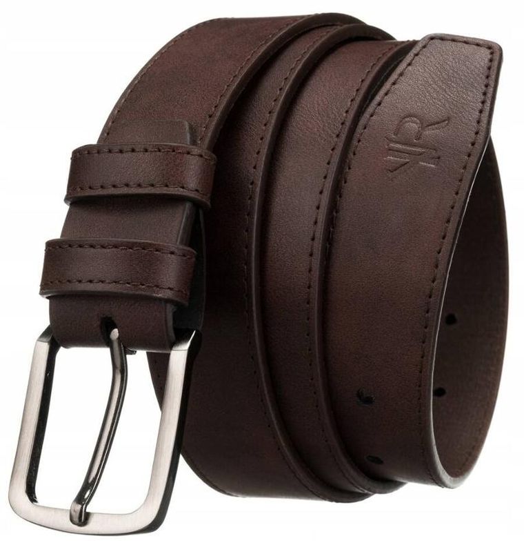 Zestaw: Portfel, Pasek, brązowy, skóra ekologiczna, RFID, Rovicky