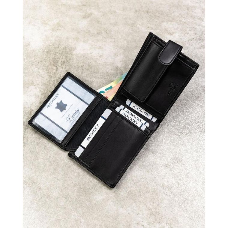 Zestaw prezentowy: Portfel, Brelok, czarny, skóra ekologiczna, Rovicky