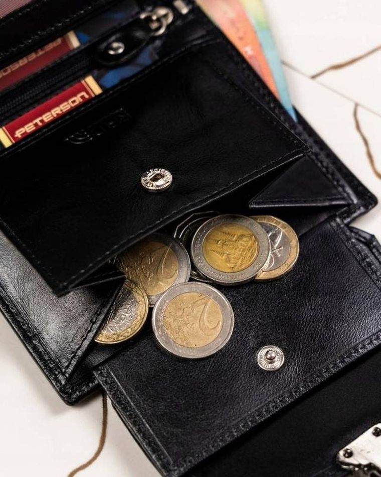 Zestaw prezentowy: Portfel, Brelok, czarny, skórzany, Peterson