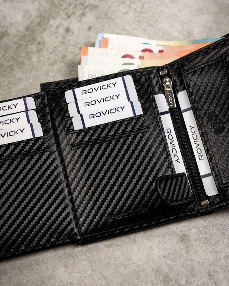 Zestaw prezentowy: Portfel, Brelok, czarny, skórzany, Rovicky