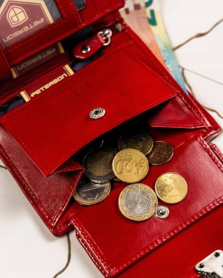 Zestaw prezentowy: Portfel, Brelok, czerwony, skórzany, Peterson