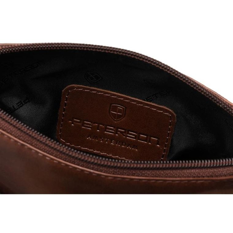 Zestaw, Torba listonoszka, Etui na klucze, brązowy, skórzany, Peterson