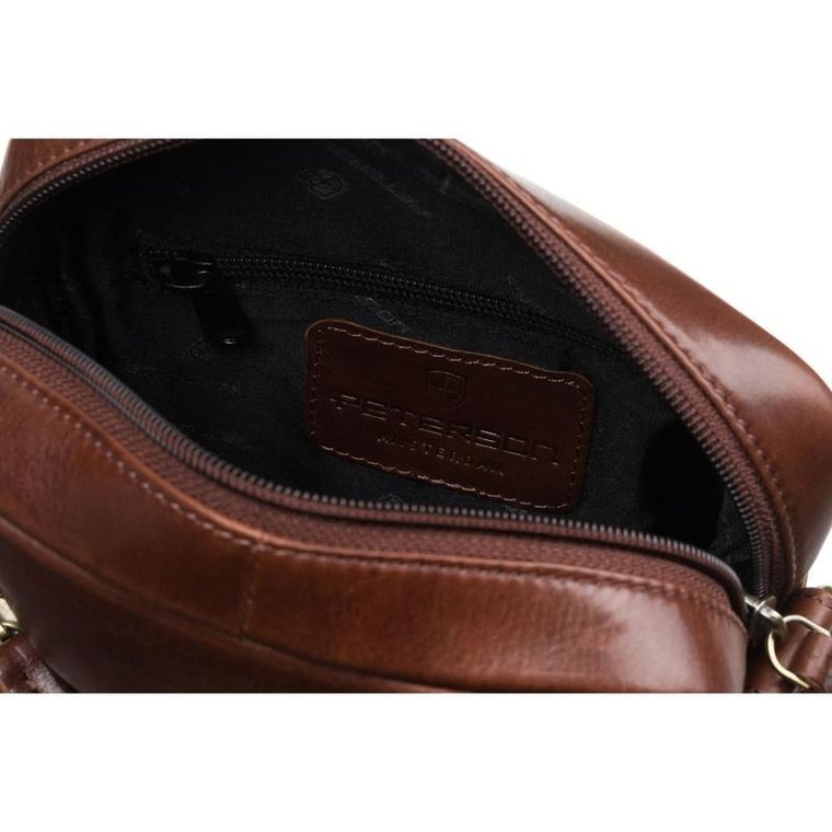 Zestaw, Torba listonoszka, Etui na klucze, brązowy, skórzany, Peterson