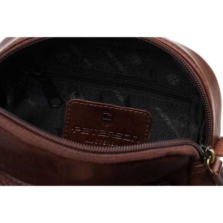 Zestaw, Torba listonoszka, Etui na klucze, brązowy, skórzany, Peterson