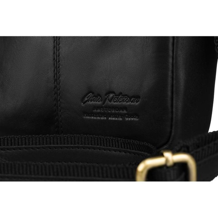 Zestaw, Torba listonoszka, Etui na klucze, czarny, skórzany, Peterson