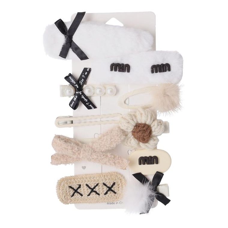 Zestaw uroczych spinek do włosów, 10 szt. beżowa, boho