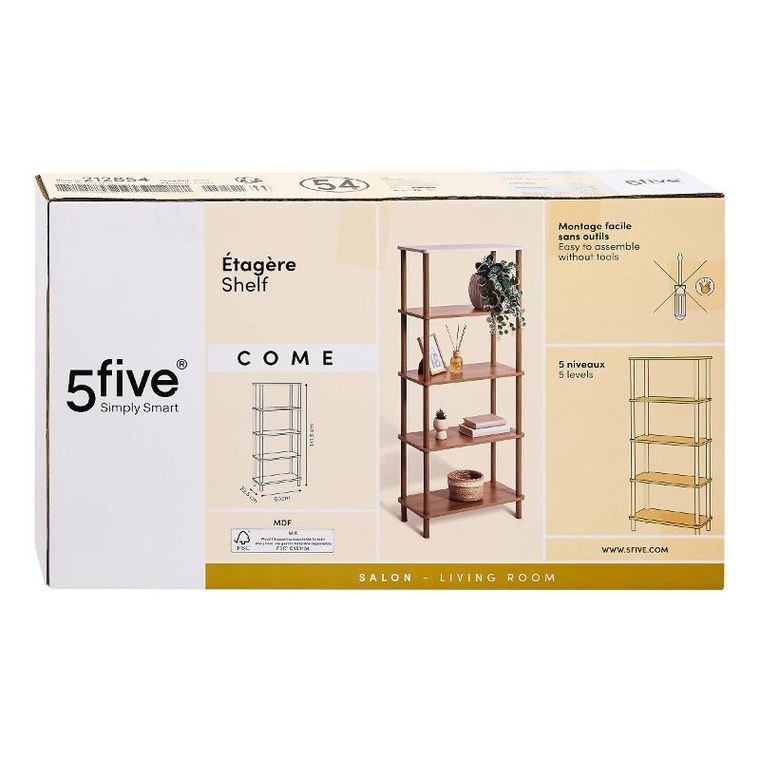 5five Simply Smart, Come, regał stojący, 5 poziomów, 141,5 cm