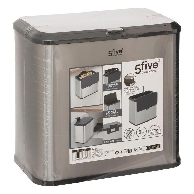 5five Simply Smart, kosz na bio eco, obudowa ze stali nierdzewnej, 5 l