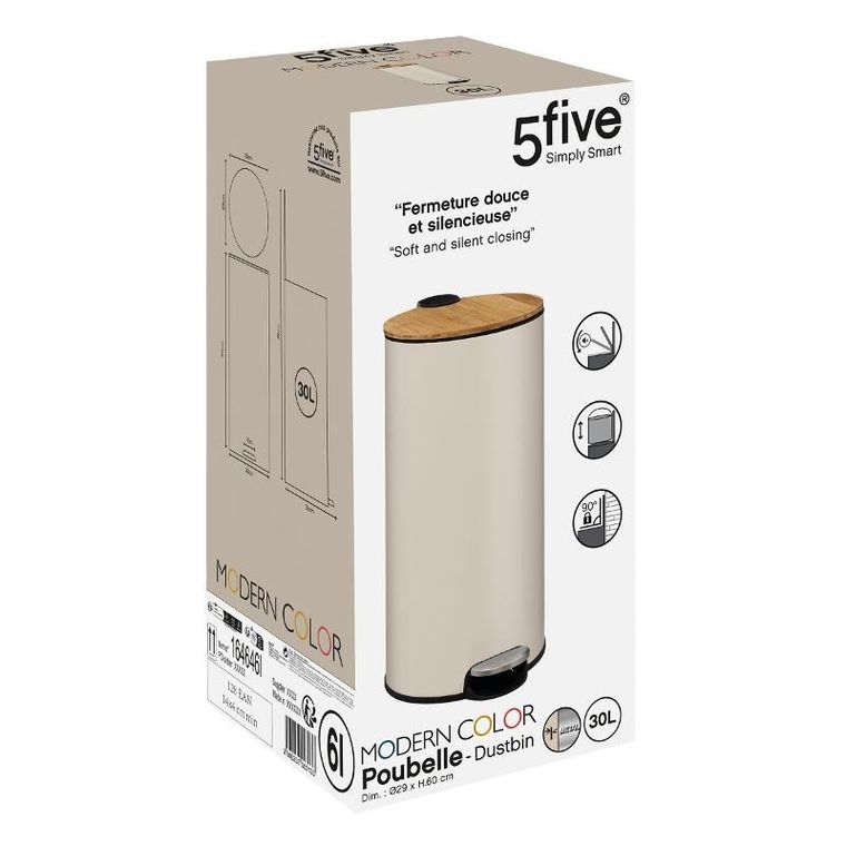 5five simply smart, kosz na śmieci modern, metalowy, 30 l