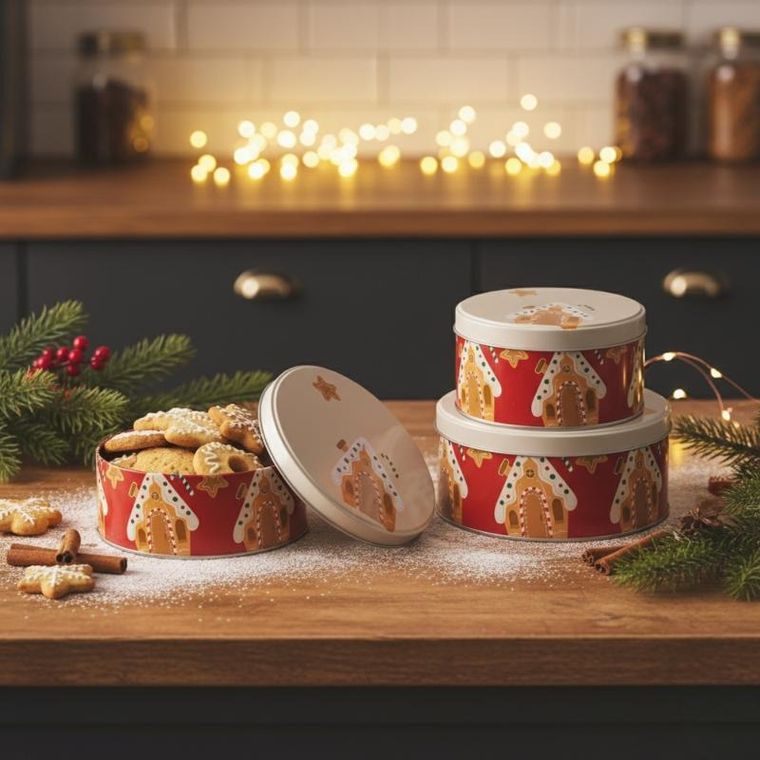 5five Simply Smart, okrągły pojemnik na ciastka, metal, 3 szt.