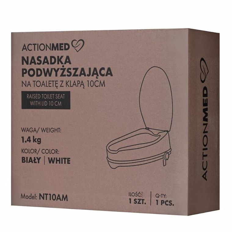Actionmed, nasadka podwyższająca na toaletę z klapą, 10 cm