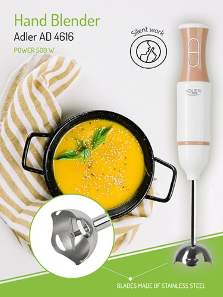Adler, blender ręczny AD 4616, biało-złoty, 500 W