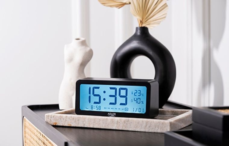 Adler, budzik na baterie, czarny, AD 1195B