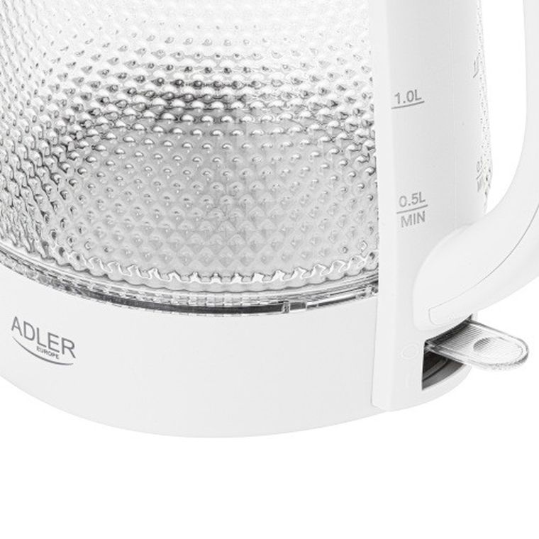 Adler, czajnik elektryczny, szklany, LED, 1,8l