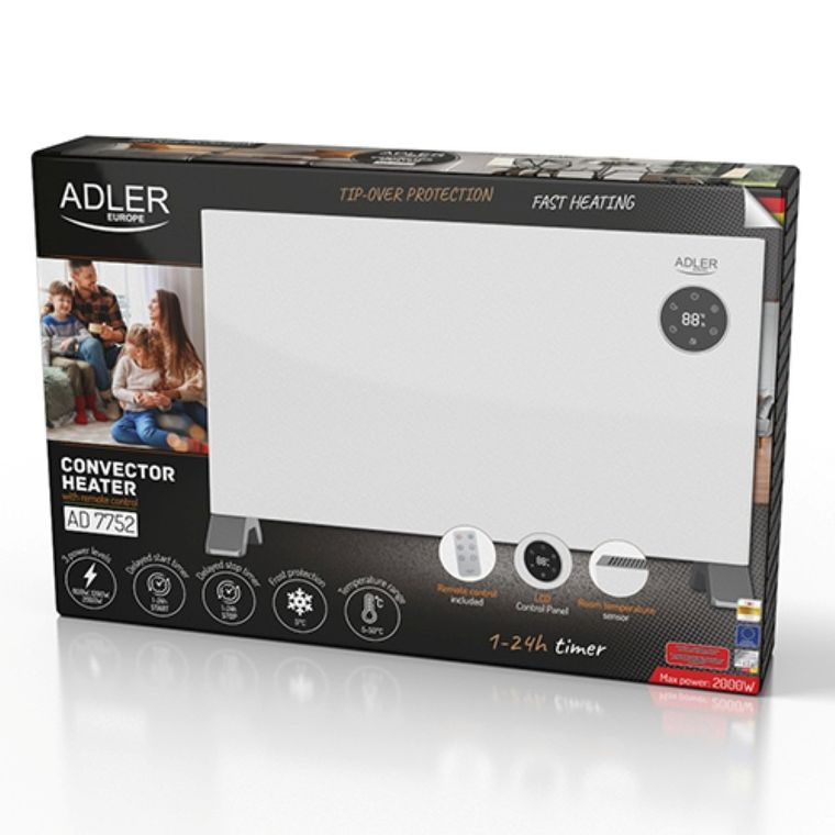 Adler, grzejnik konwektorowy LCD z pilotem