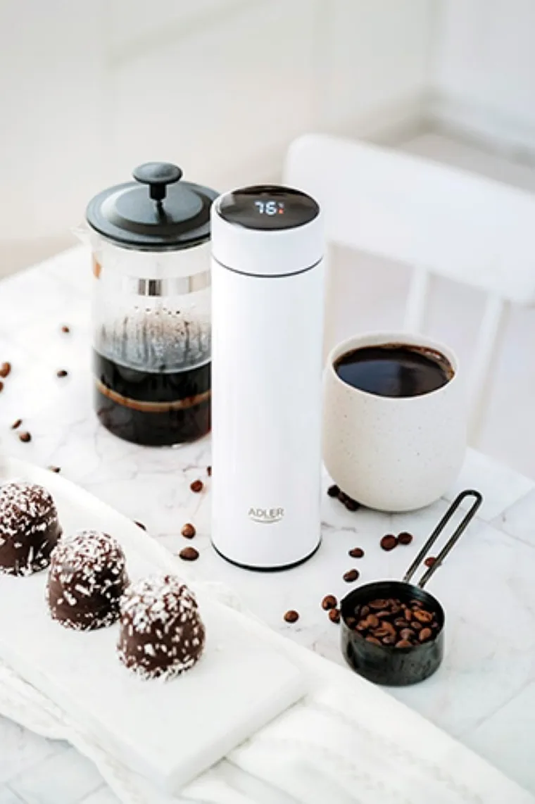 Adler, termos LED, biały, 473 ml