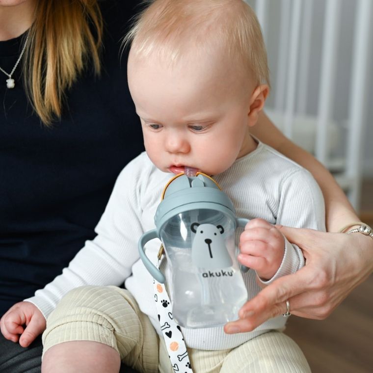 Akuku, bidon z chowaną słomką, miś, 300 ml, A0203