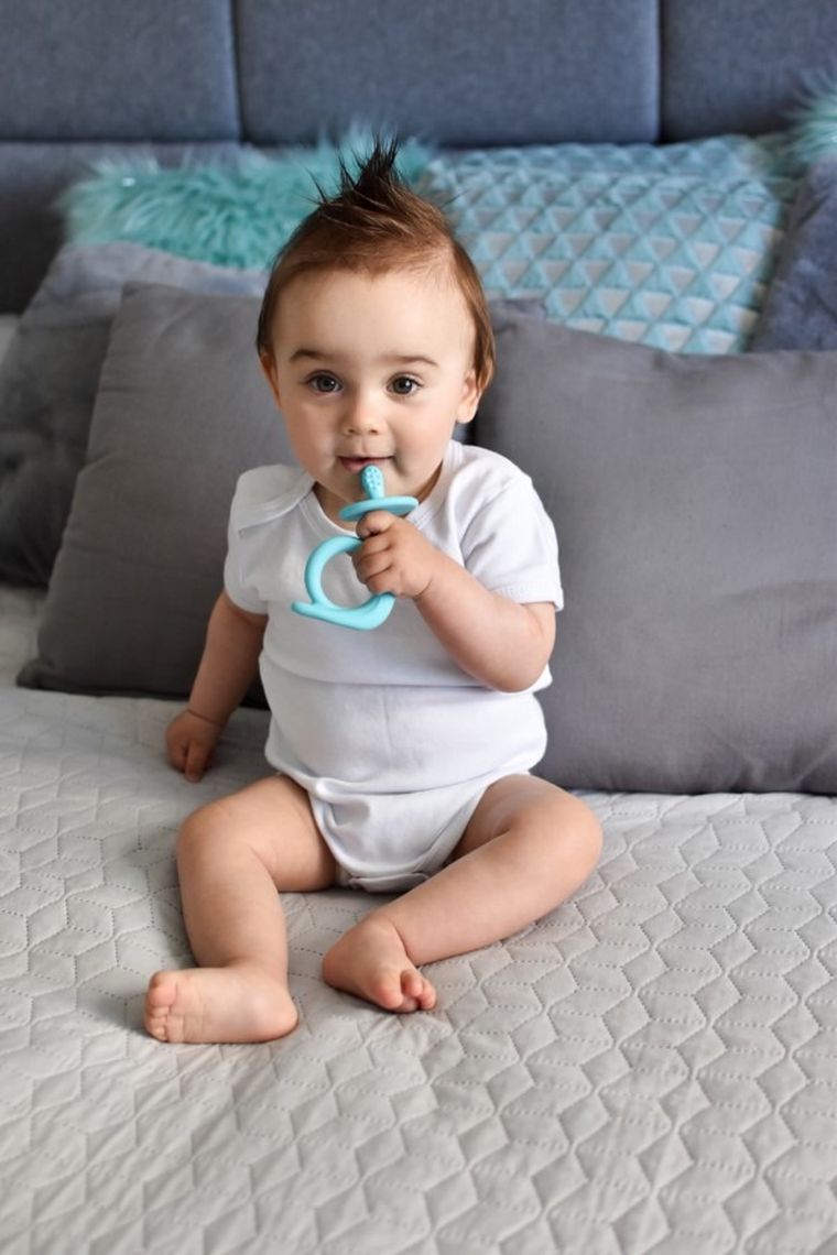 Akuku, gryzak silikonowy, ślimak, niebieski