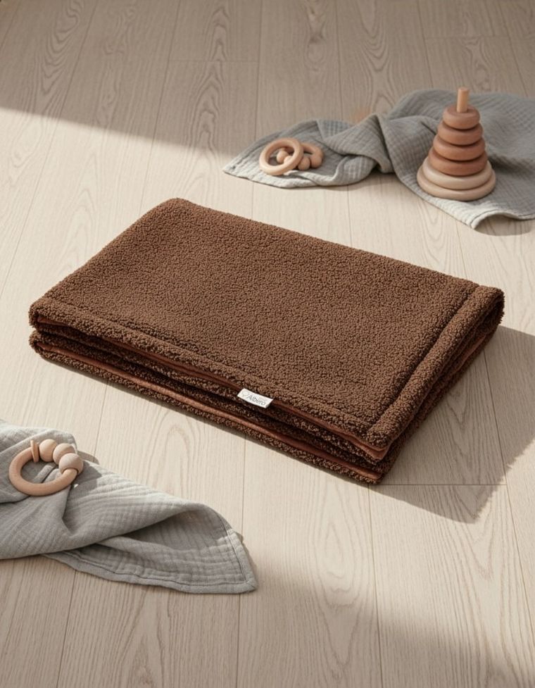 Albero Mio, Cotton Muślin & Boucle, kocyk boucle, brąz, 75-100 cm