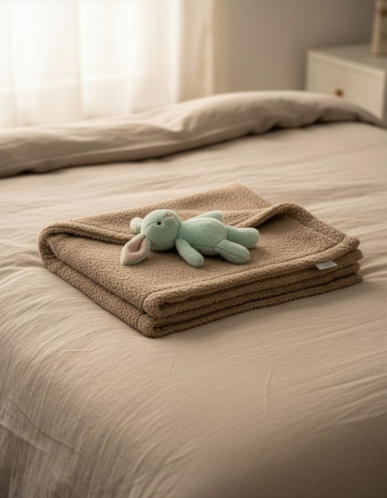 Albero Mio, Cotton Muślin & Boucle, kocyk boucle, karmel, 75-100 cm