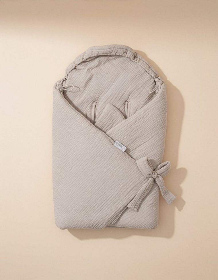 Albero Mio, otulacz muślinowy do fotelika, ocieplany, beż