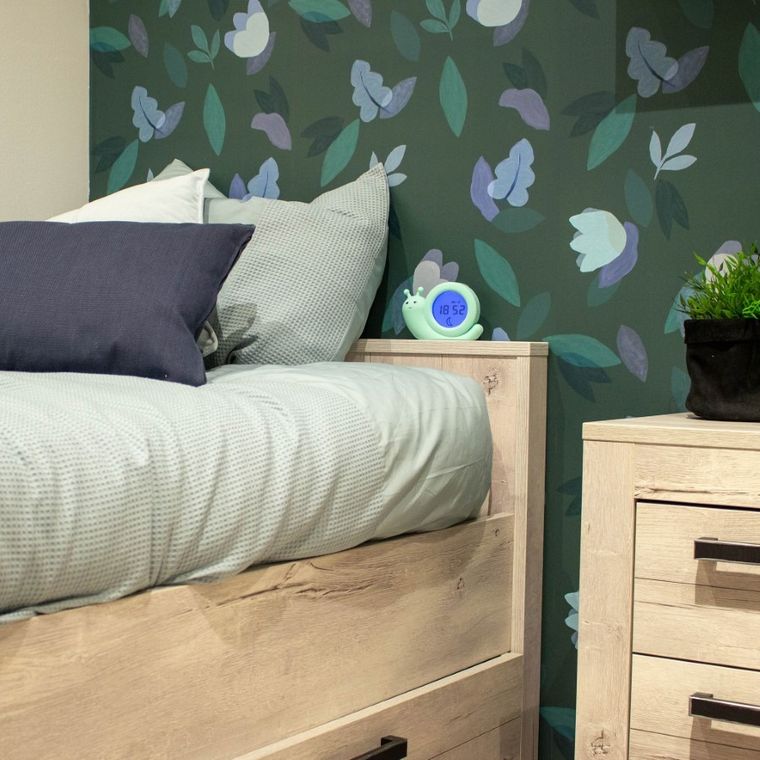 Alecto, trener snu, budzik i lampka, turkusowy