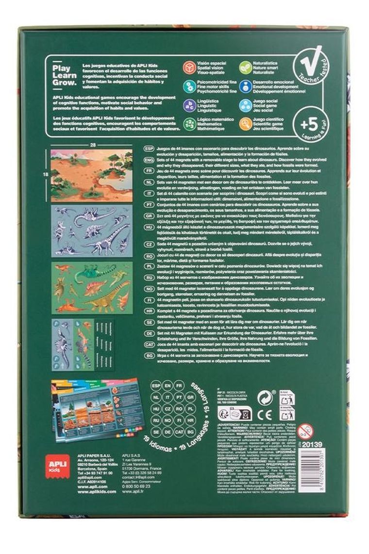 Apli Kids, Dino, magnetyczna układanka edukacyjna z kartami