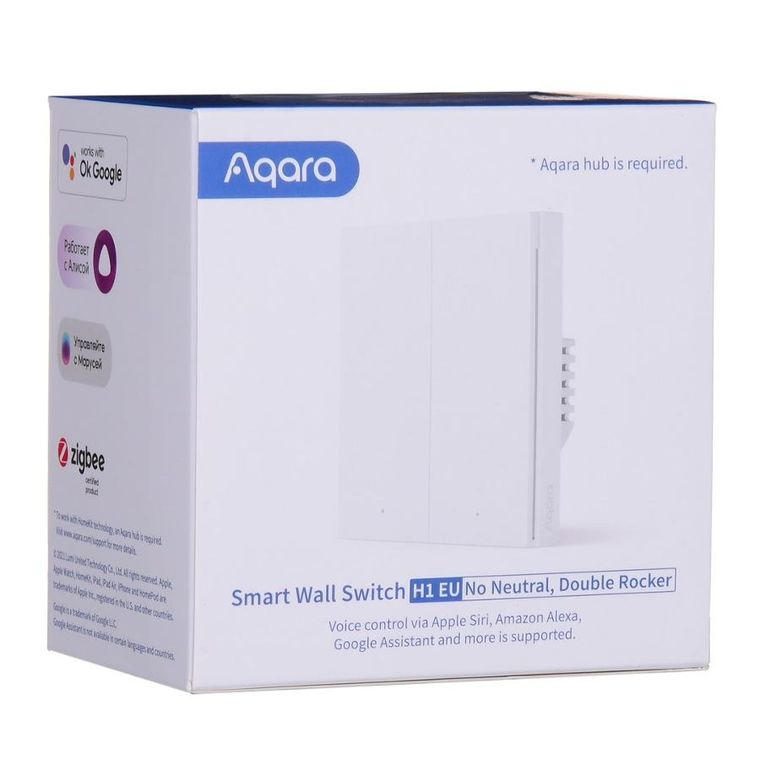 Aqara, Wall Double Switch H1, włącznik światła, Ws-euk02